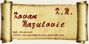 Kovan Mazulović vizit kartica